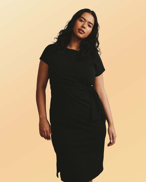 Crescent Breton Stripe Knot Dress - Solid Black | Plus Size & Straight Size Women's Fashion | Universal Standard