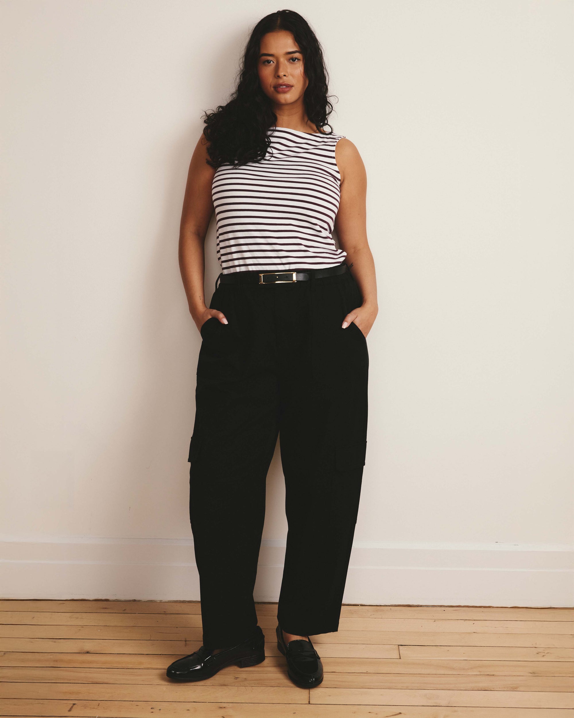 Noyack Breton Stripe Boatneck Tank - White/Gamay Stripe