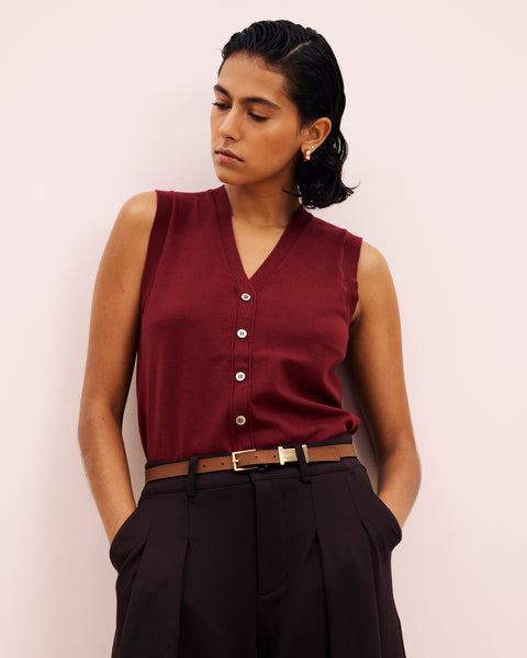 Savvy Fine Knit Cardigan Vest - Red Geranium – Universal Standard