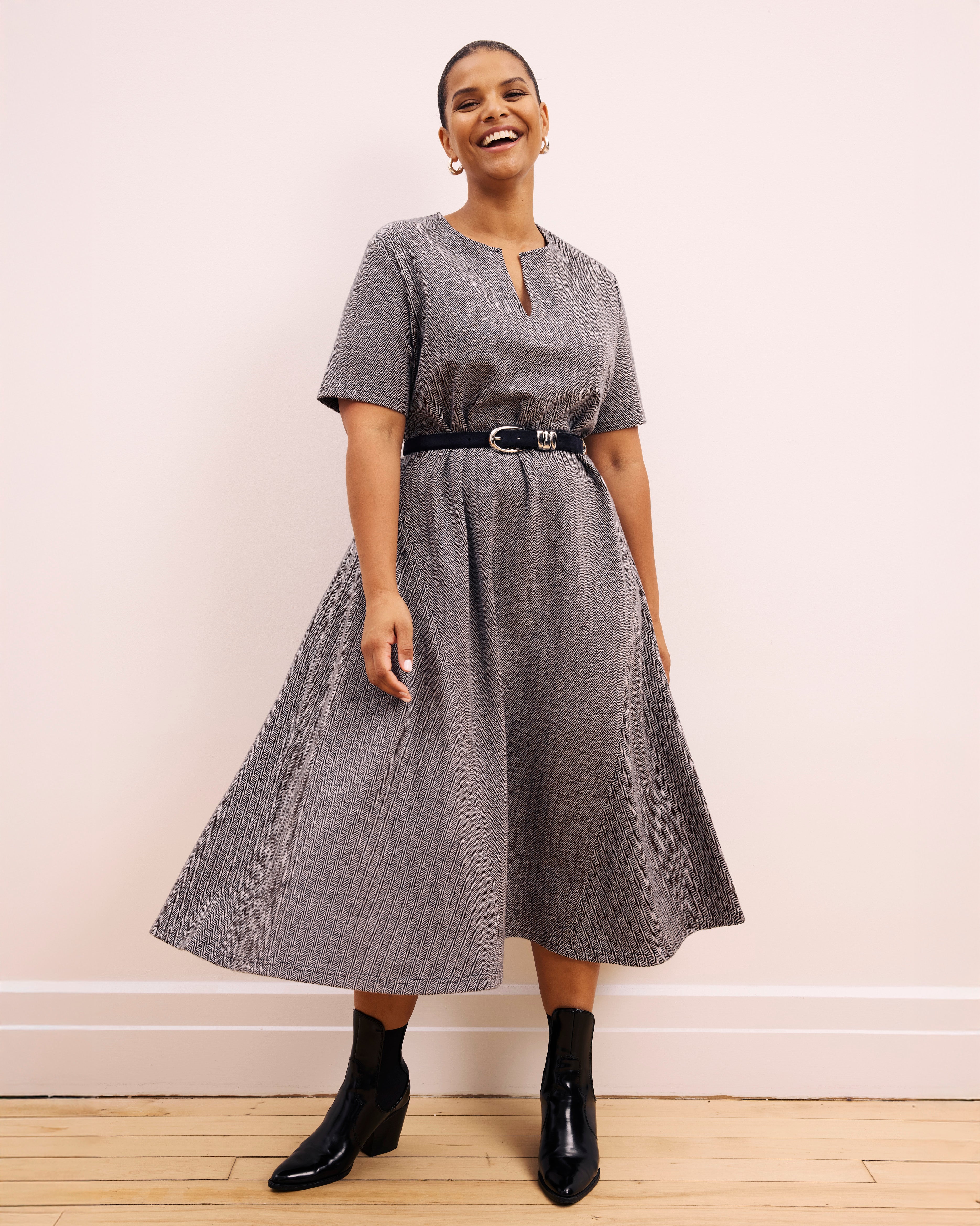 Saskia Ponte Dress - Herringbone Tweed – Universal Standard