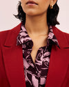 Elbe Popover Liquid Jersey Shirt Classic Fit - Rose Print in Black Cherry