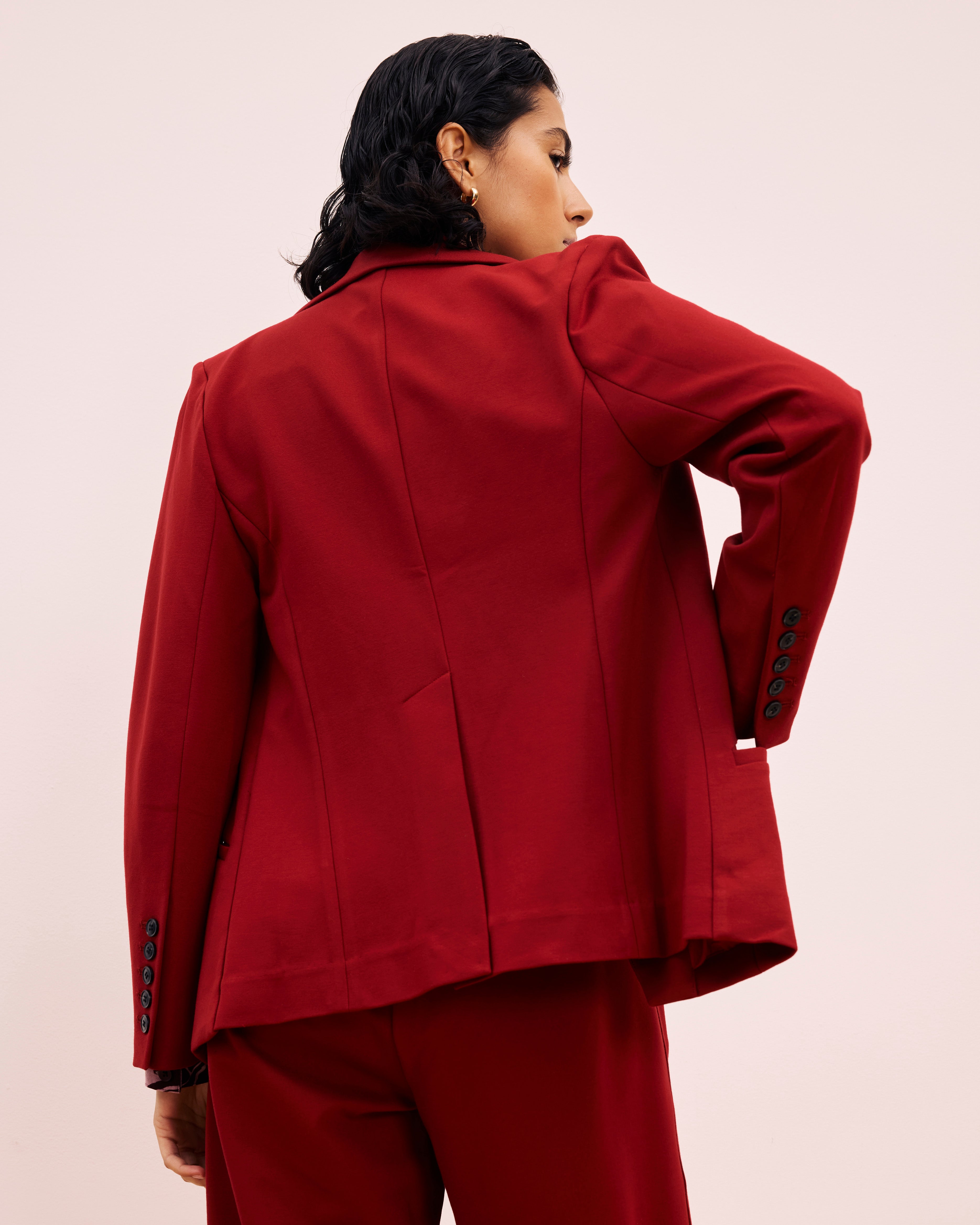Bianca Double Breasted Ponte Blazer - Garnet – Universal Standard