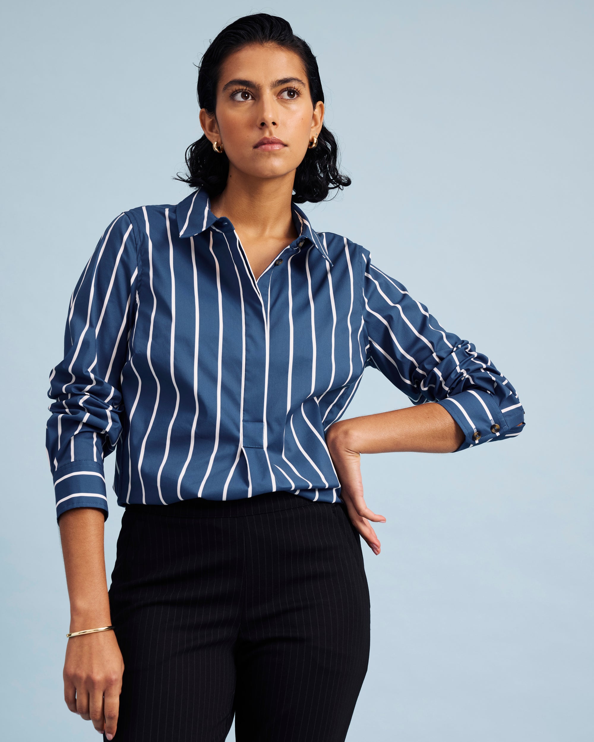 poplin dress shirt The Washed Poplin Western Shirt in Navy
