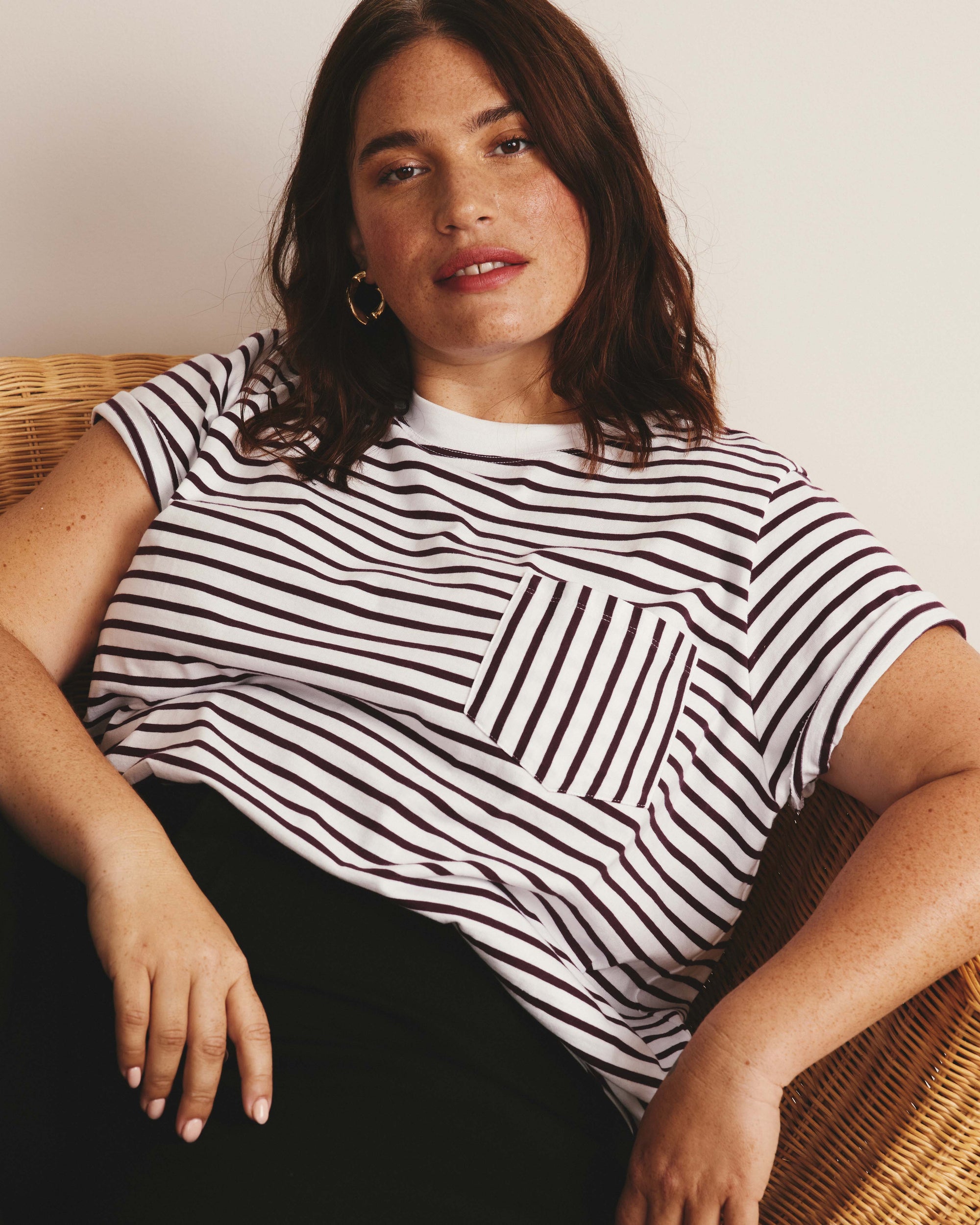 Breton Stripe Garcon Tee - White/Gamay Stripe