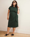 Crescent Breton Stripe Knot Dress - Solid Conifer