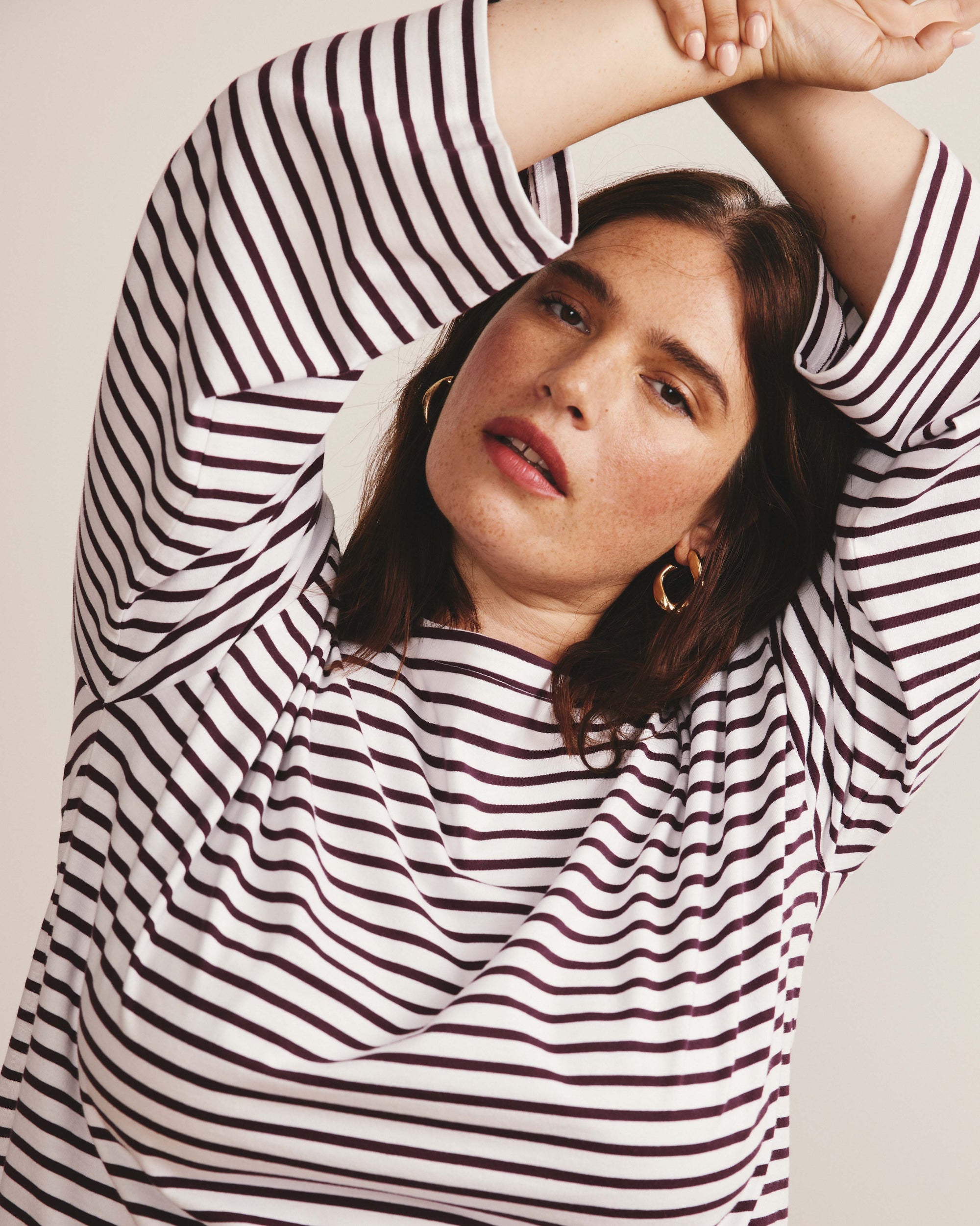 Montauk Breton Stripe Bell Sleeve Top - White/Gamay Stripe