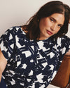 Helena Divine Jersey Gathered Tee - Navy Santiago Print | Plus Size & Straight Size Women's Fashion | Universal Standard