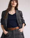 Woman wearing 4 Pocket Ponte Blazer - British Plaid from Universal Standard