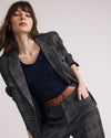 Woman wearing 4 Pocket Ponte Blazer - British Plaid from Universal Standard