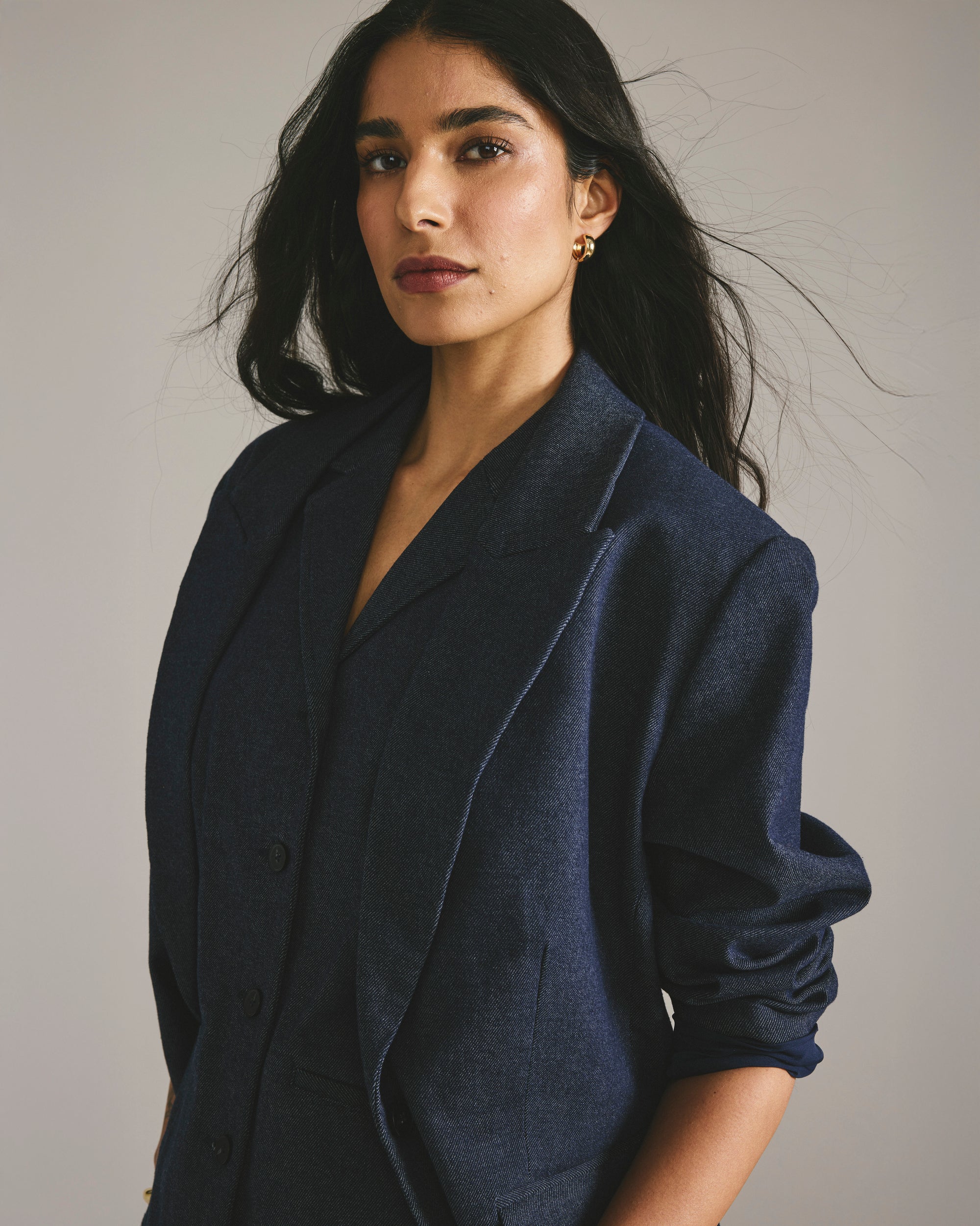 Percy Denim Look Blazer - Dark Indigo