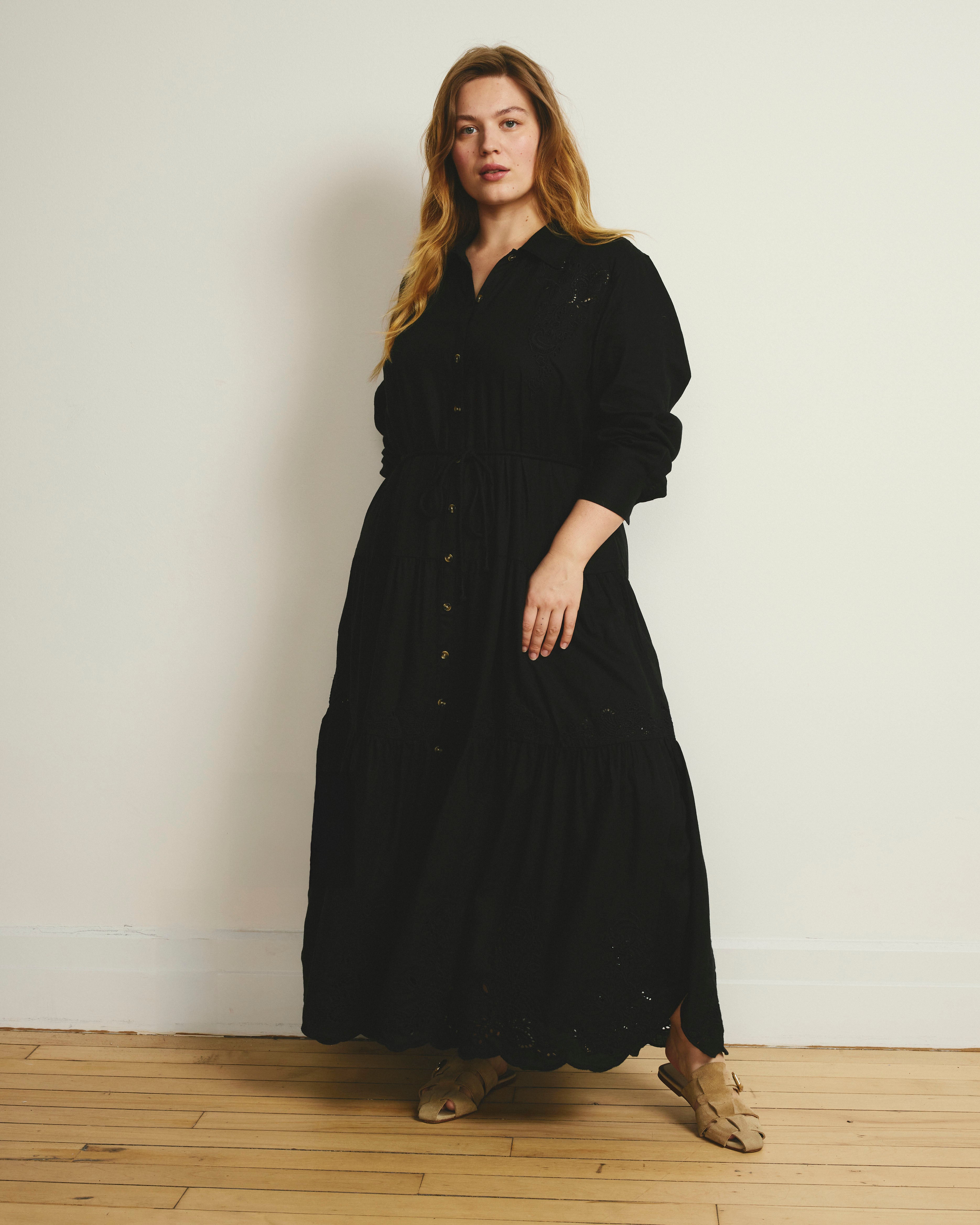 Alix Embroidered Linen Shirtdress - Black – Universal Standard