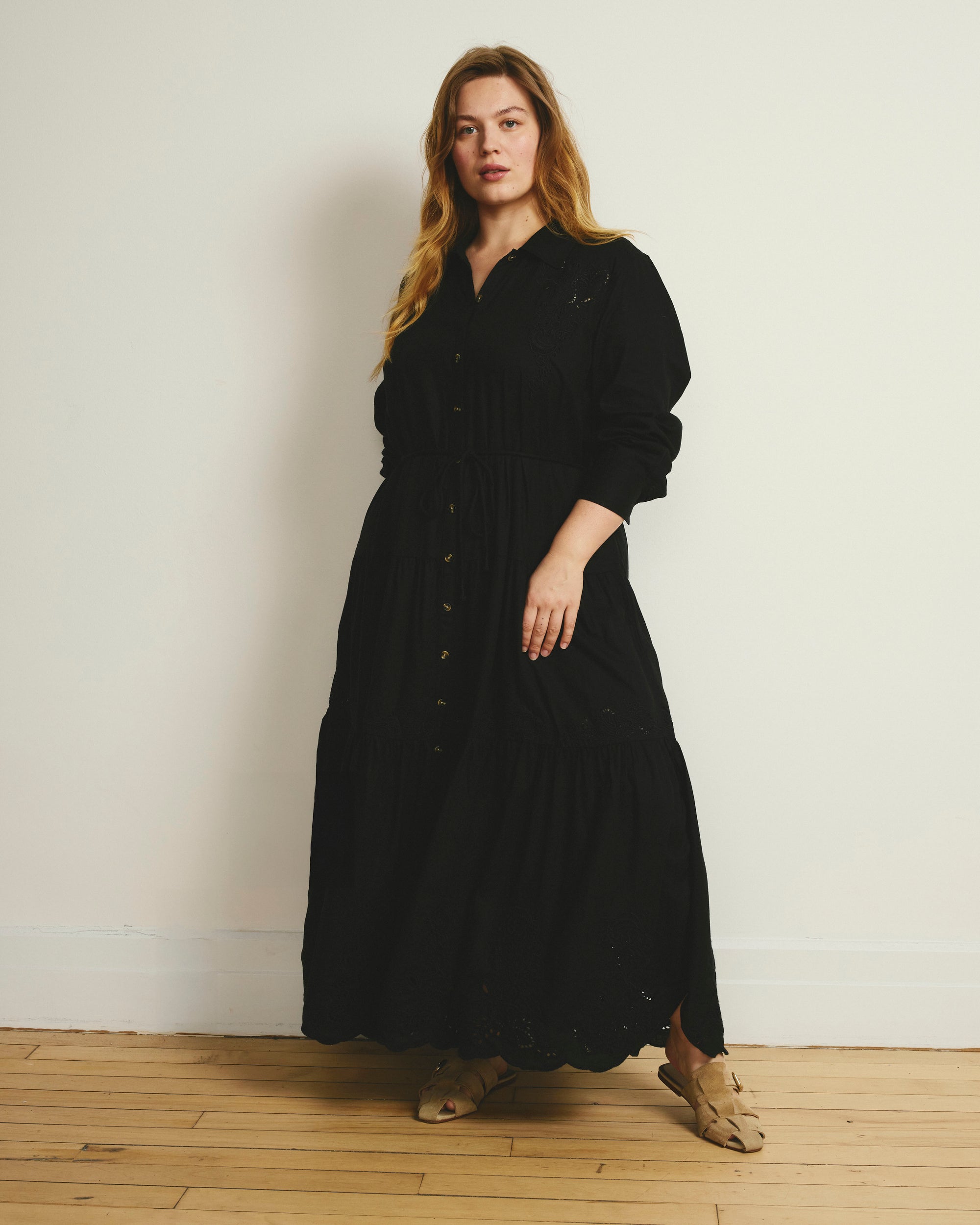 Alix Embroidered Linen Shirtdress - Black | Plus Size & Straight Size Women's Fashion | Universal Standard