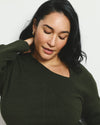 Savvy Fine Rib Asymmetric Sweater - Deep Moss