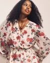 Karina V-Neck Chiffon Blouse - Magic Rose Print