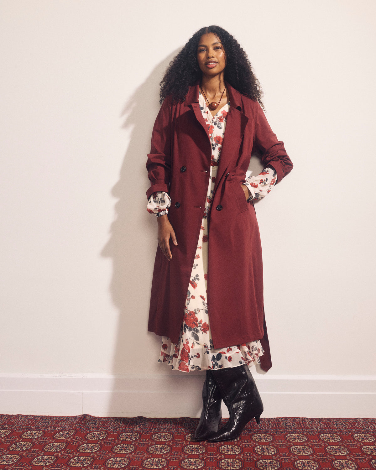 Henning x US Park Soft Trench - Deep Red