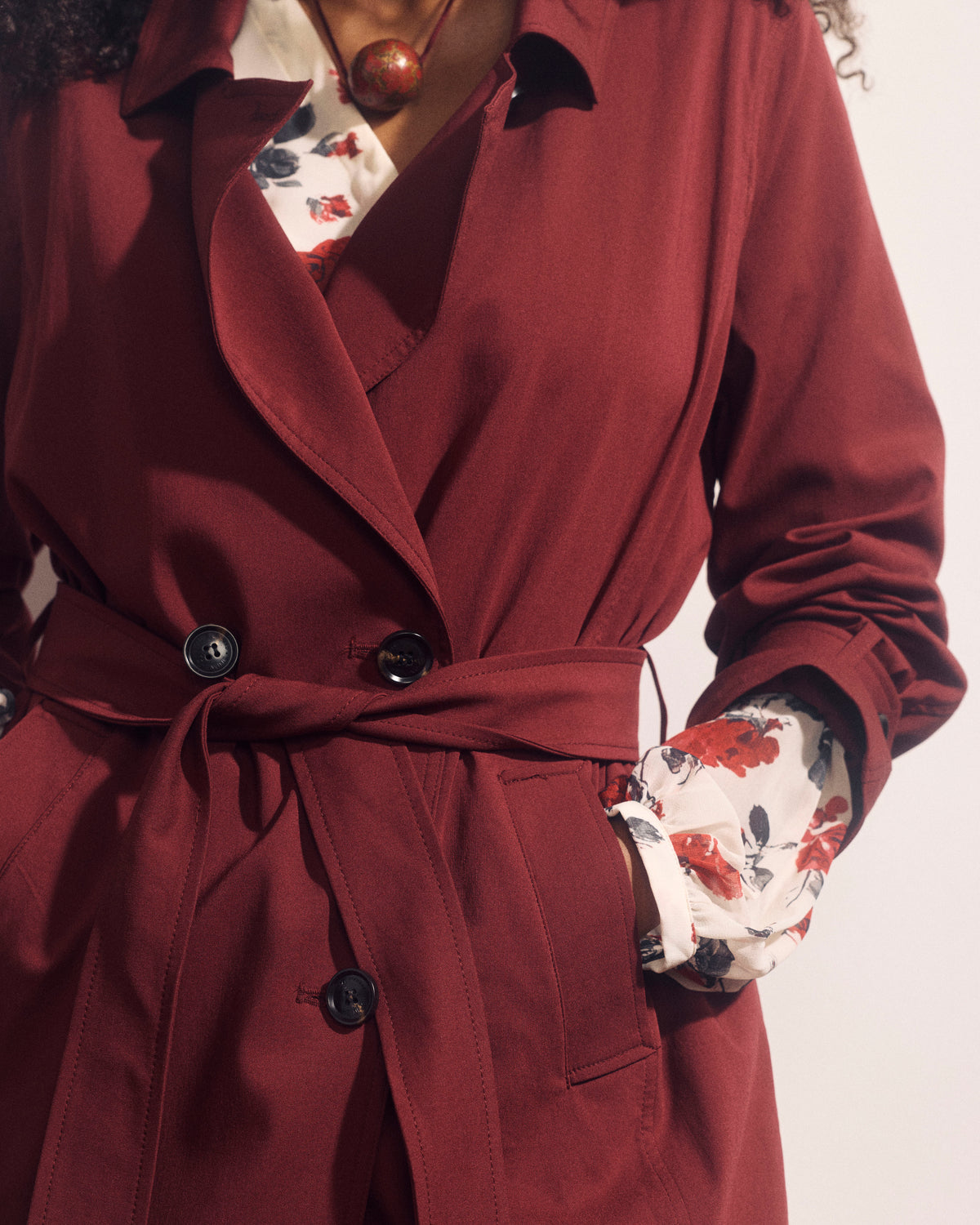 Henning x US Park Soft Trench - Deep Red