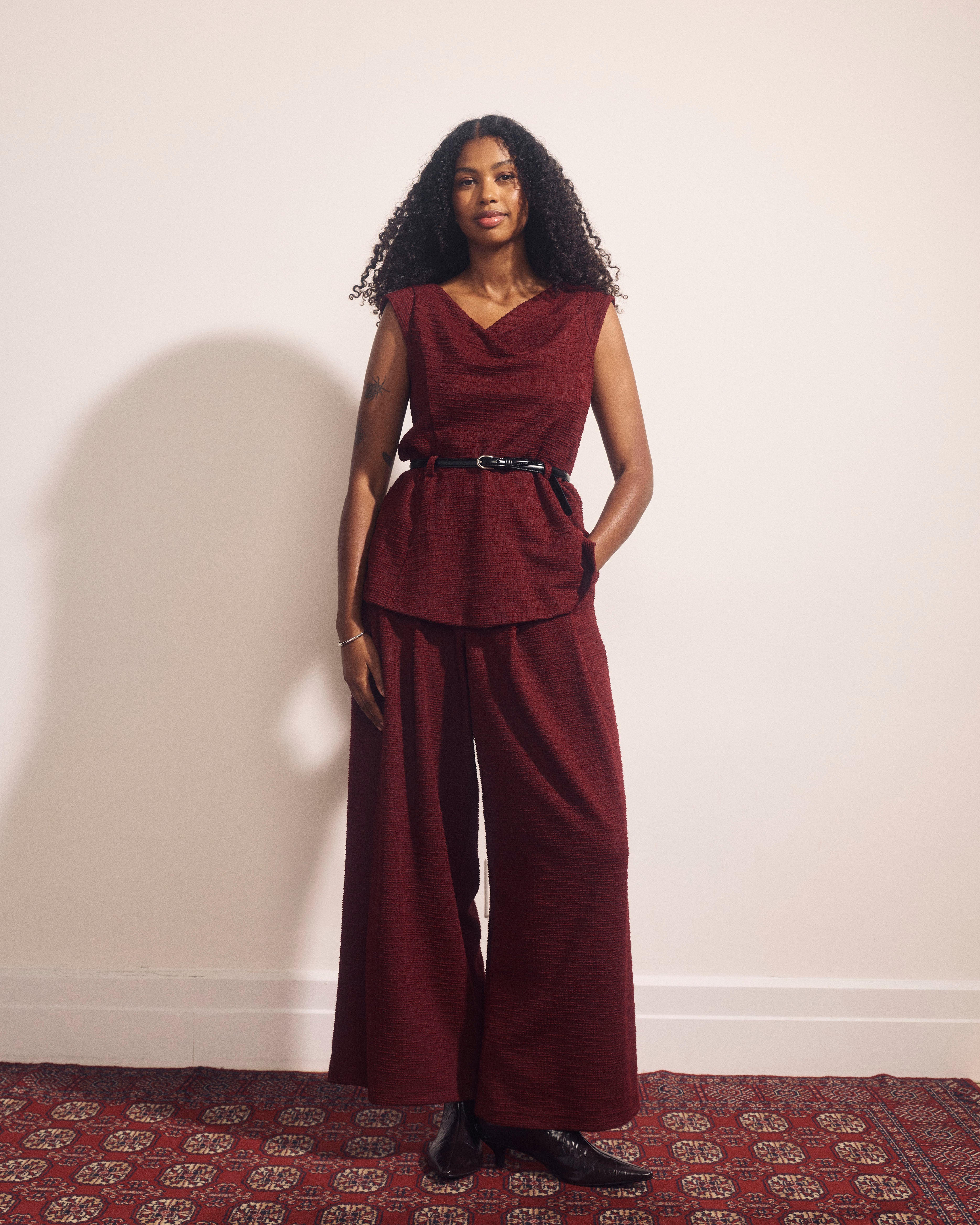 Palais Wide Leg Ponte Pants - Deep Red Tweed | Plus Size & Straight Size Women's Fashion | Universal Standard