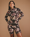 Woman wearing Next-to-Naked Hooded Zip Jacket - Lotus Print from Universal Standard