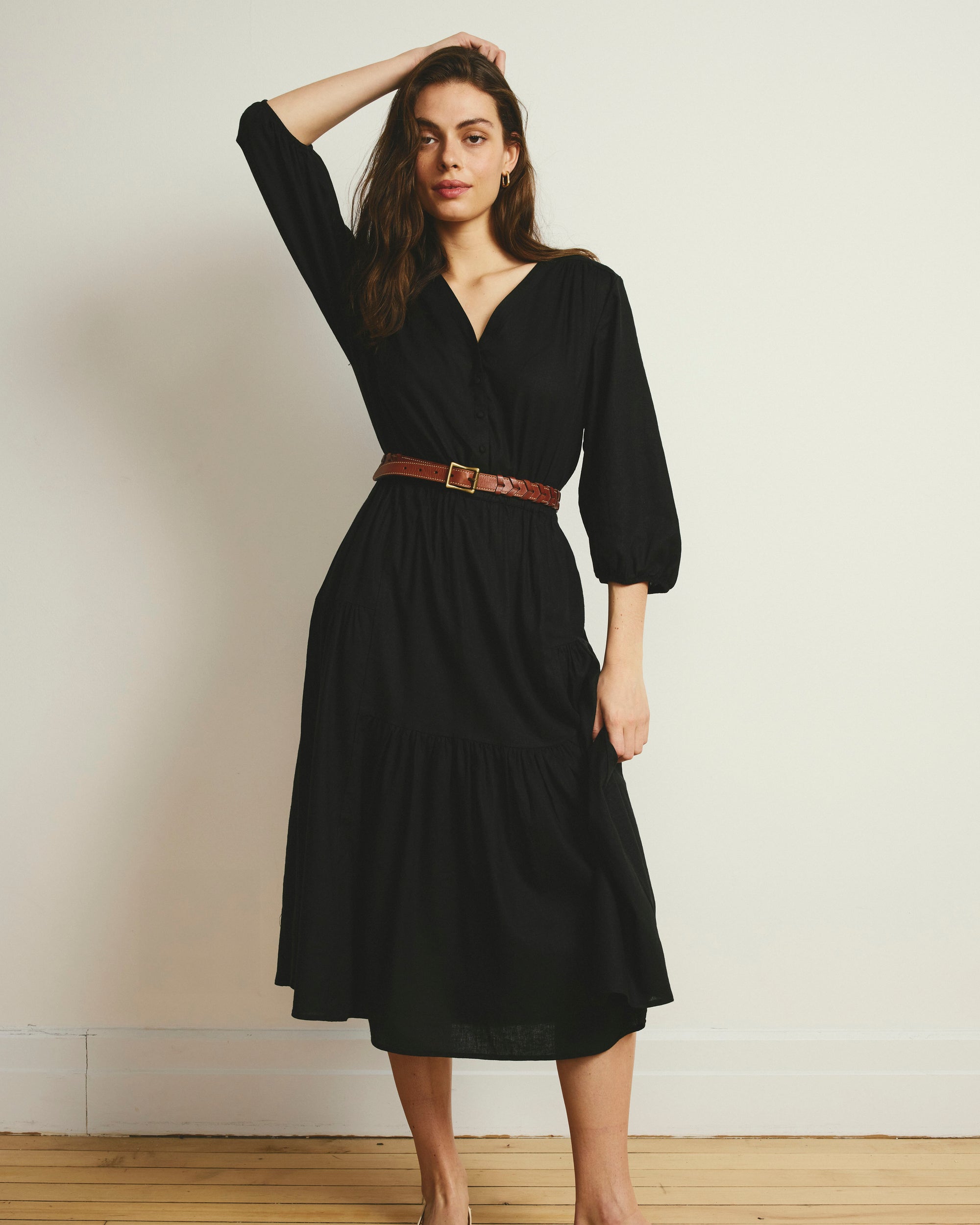 Sorrento Linen Midi Dress - / Black- Size3XL - by Universal Standard Sorrento Linen Midi Dress - / Black- Size3XL - by Universal Standard