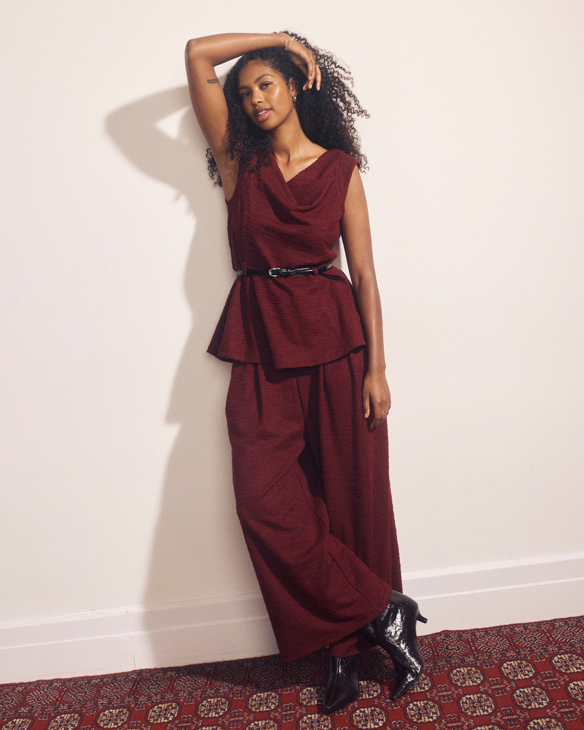 Palais Wide Leg Ponte Pants - Deep Red Tweed | Plus Size & Straight Size Women's Fashion | Universal Standard