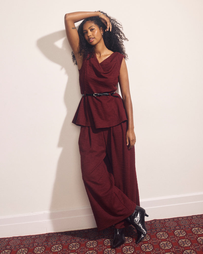 Perfect Palais Wide Leg Ponte Pants - Deep Red Tweed | Plus Size & Straight Size Women's Fashion | Universal Standard