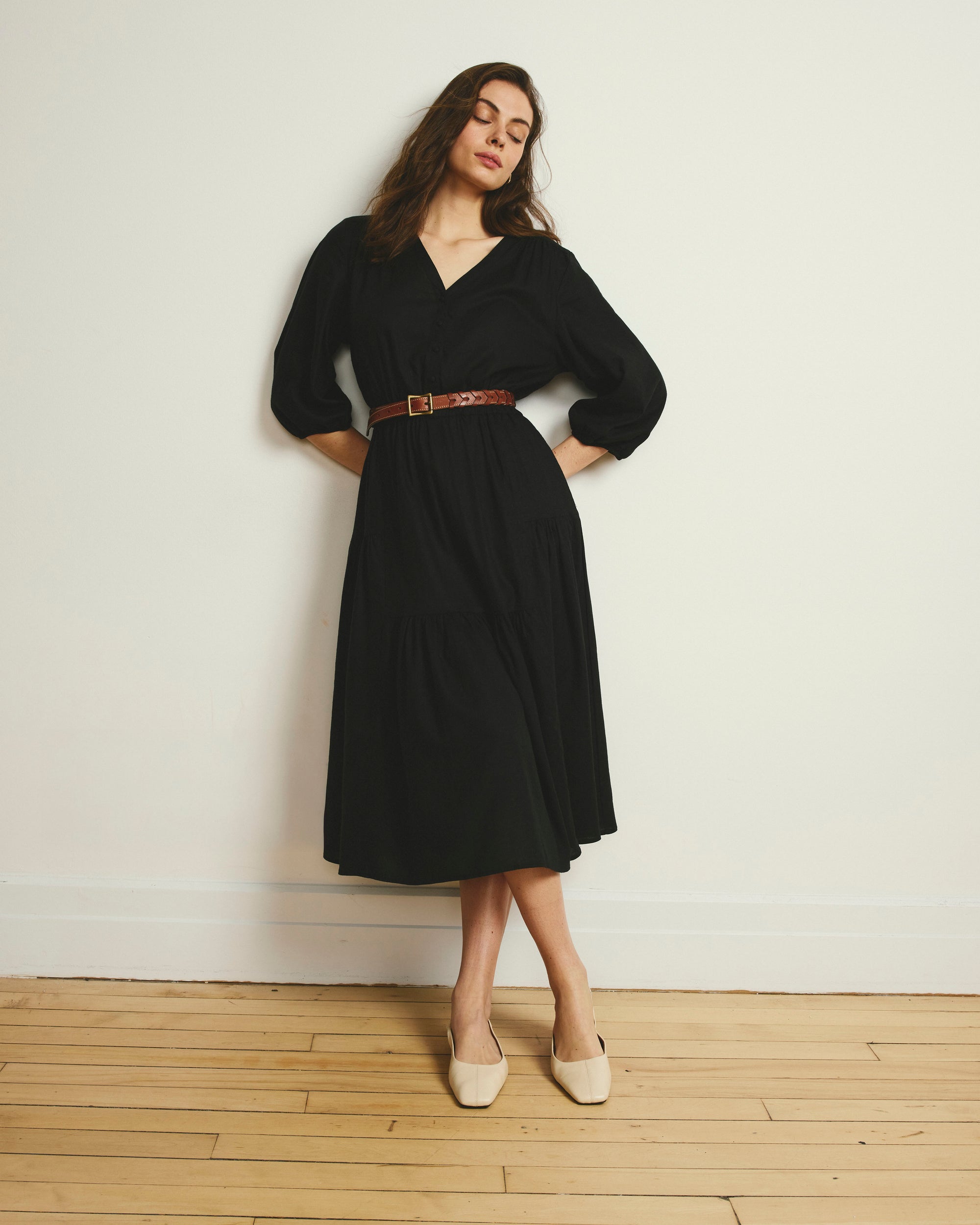 Sorrento Linen Midi Dress - Black Universal Standard Sorrento Linen Midi Dress - Black Universal Standard