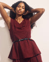 Lando Belted Ponte Top - Deep Red Tweed | Plus Size & Straight Size Women's Fashion | Universal Standard