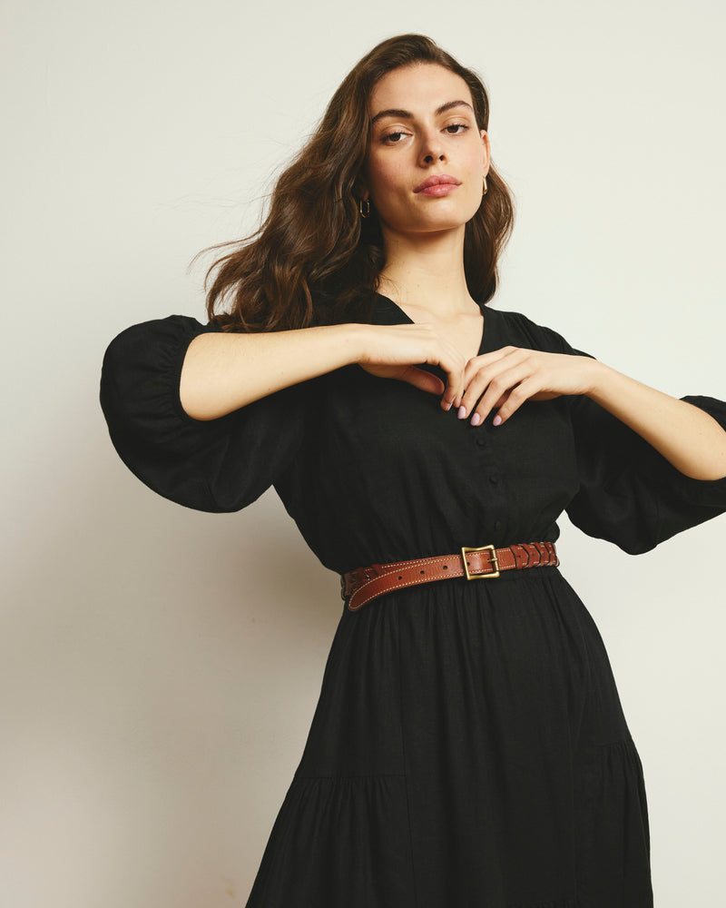 Sorrento Linen Midi Dress - Black | Plus Size & Straight Size Women's Fashion | Universal Standard
