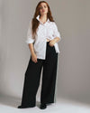 Stephanie Wide Leg Stripe Ponte Pants 30 Inch - Black with Retro Green Stripe | Plus Size & Straight Size Women's Fashion | Universal Standard