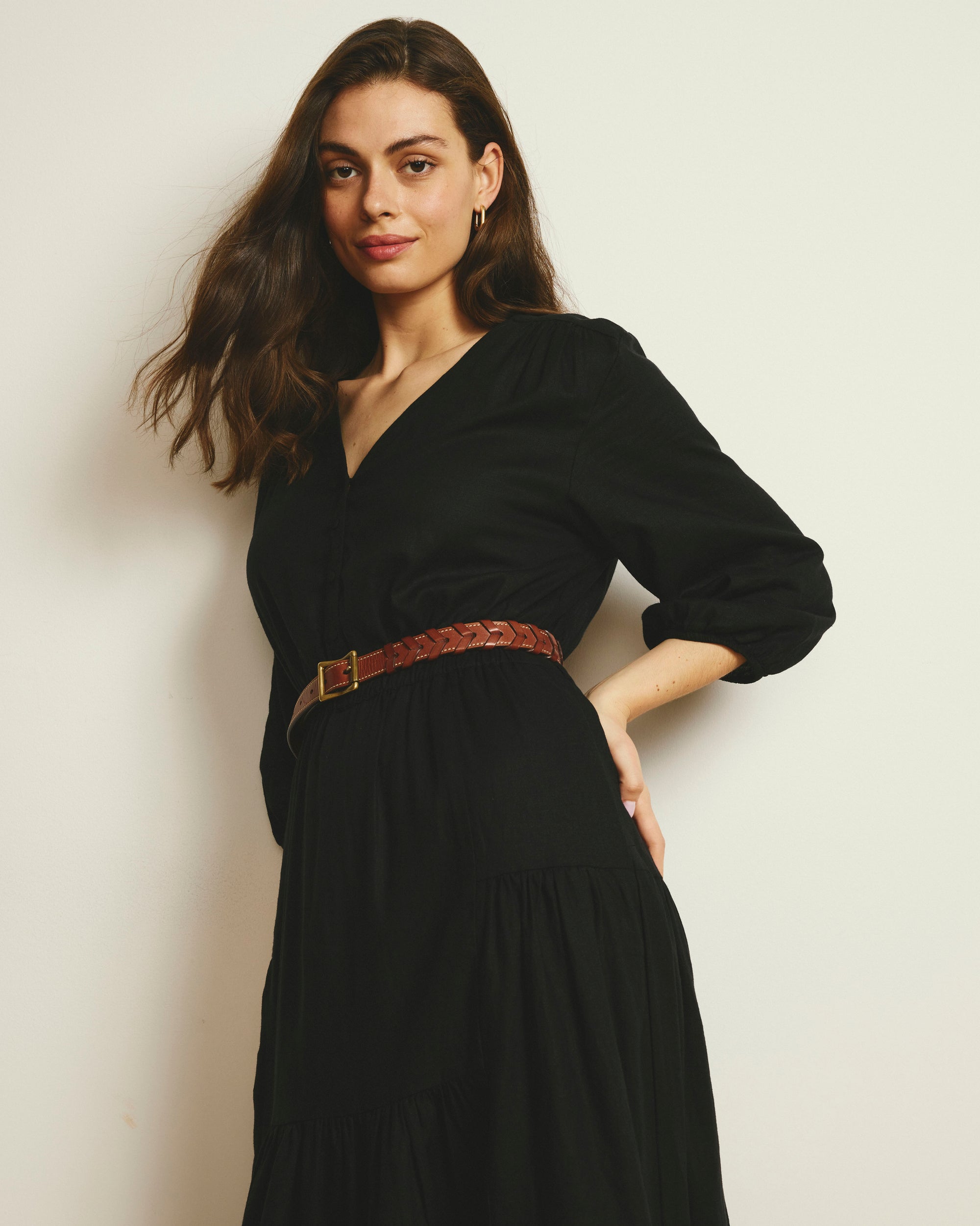 Sorrento Linen Blend Midi Dress - Black | Plus Size & Straight Size Women's Fashion | Universal Standard