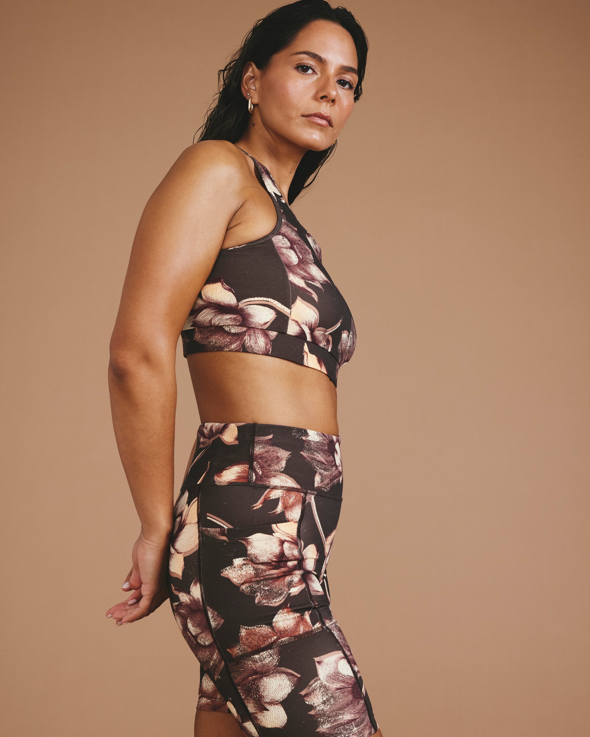 Woman wearing Next-to-Naked Bike Shorts - Lotus Print from Universal Standard