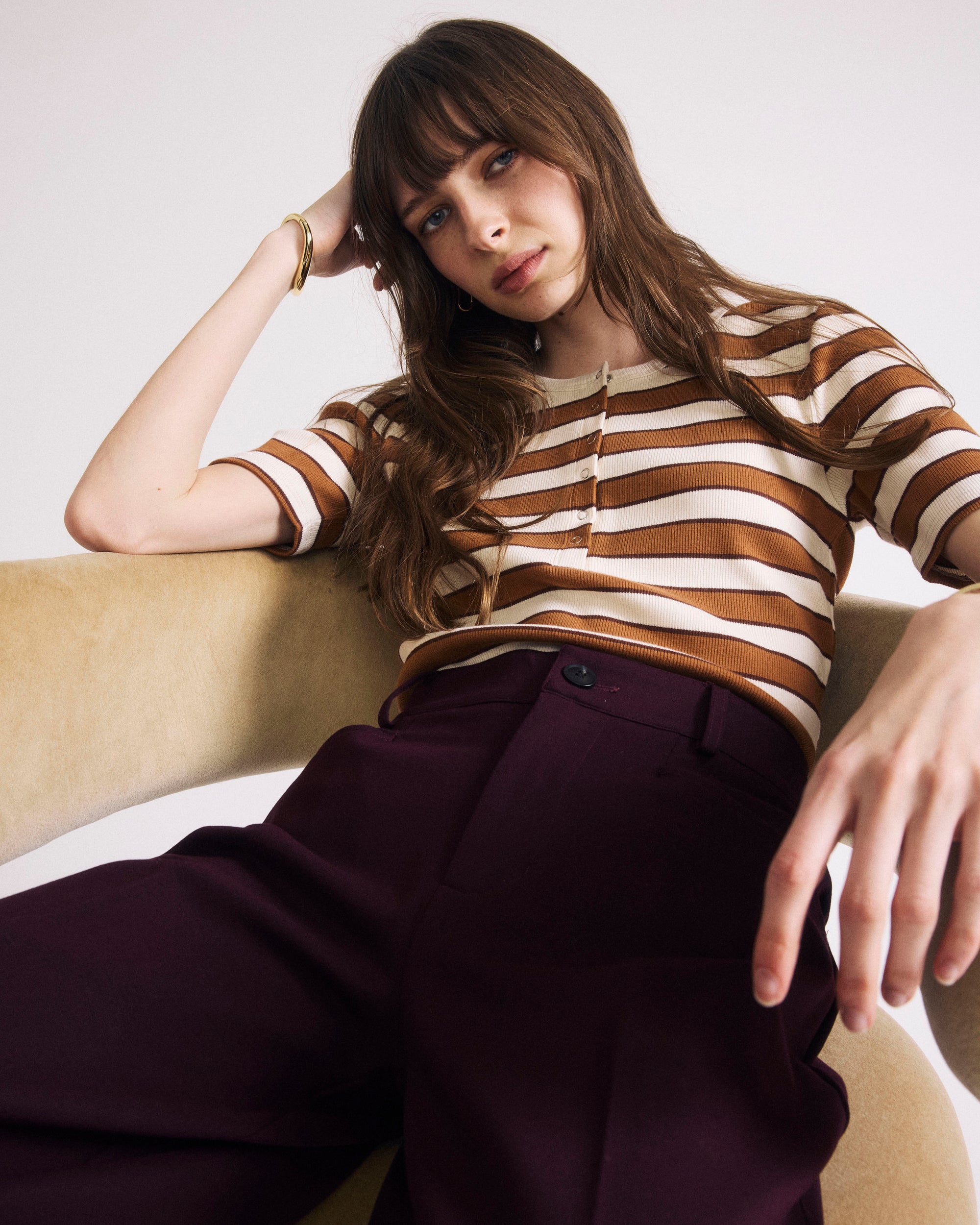 Henley Short Sleeve Ribbed Tee - Baker Street Stripe | Plus Size & Straight Size Women's Fashion | Universal Standard