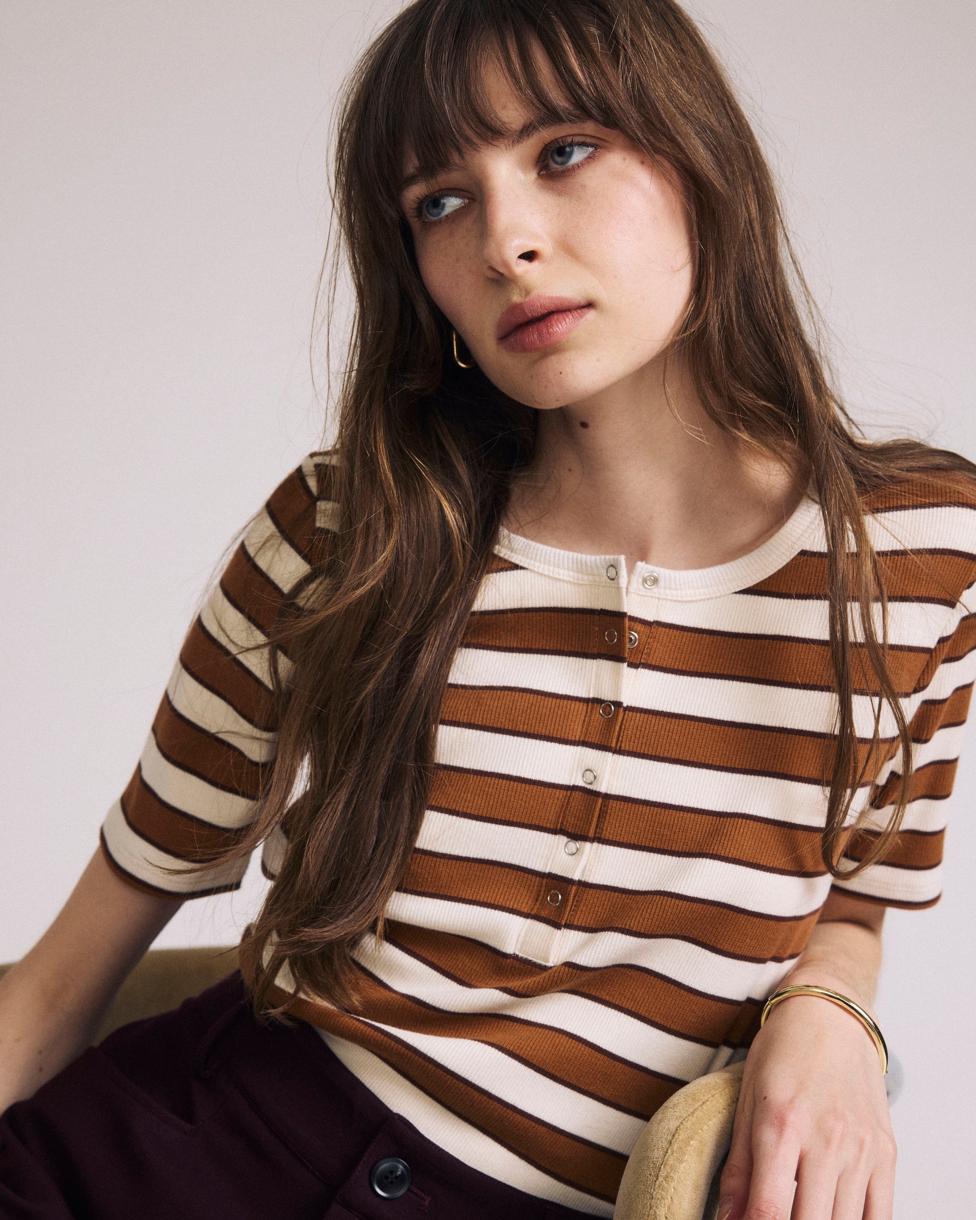 Henley Short Sleeve Ribbed Tee - Baker Street Stripe | Plus Size & Straight Size Women's Fashion | Universal Standard
