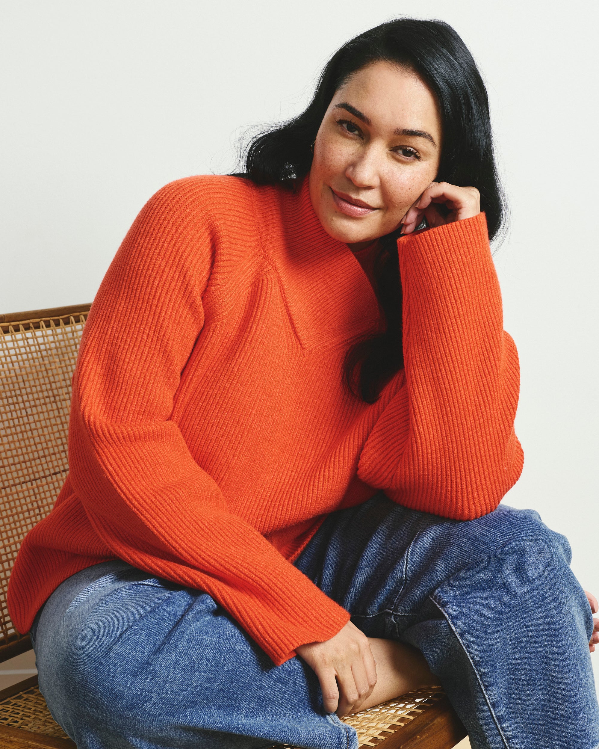 Arly Wrap Neck Sweater - Poppy