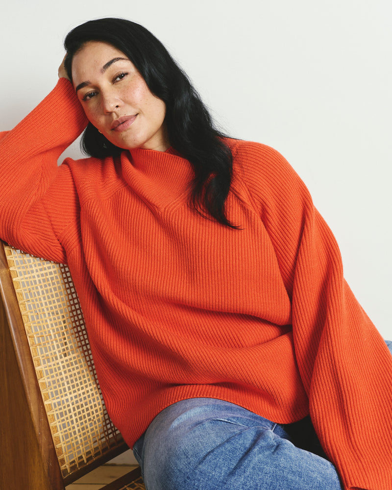 Arly Wrap Neck Sweater - Poppy