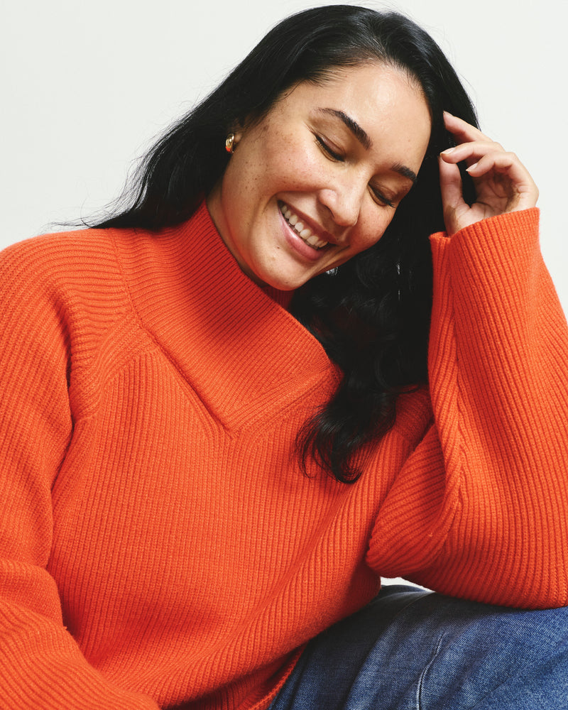 Arly Wrap Neck Sweater - Poppy