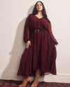 Karina V-Neck Chiffon Dress - Deep Red
