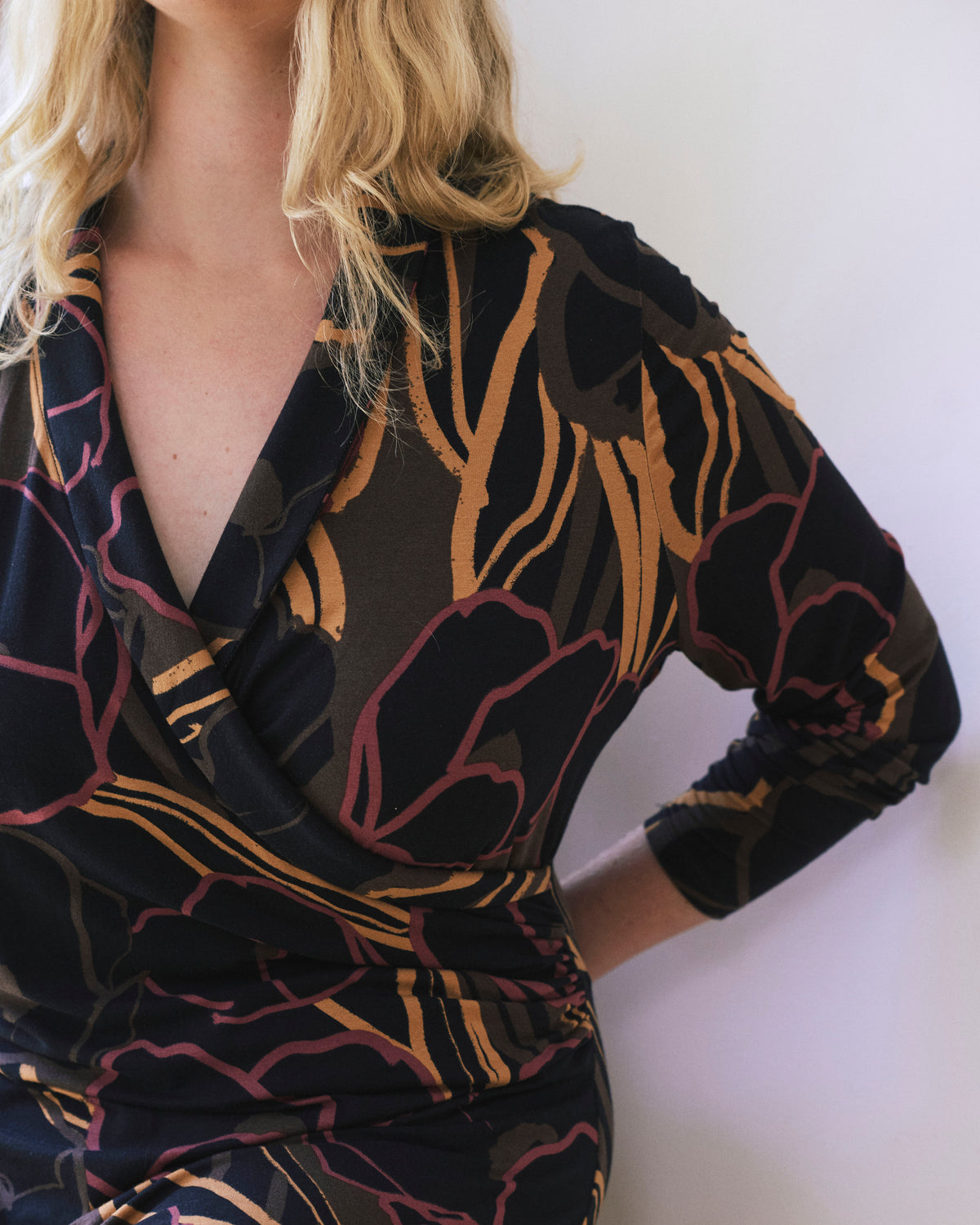 Shawl Collar Liquid Jersey Dress - Poppy Field Print | Plus Size & Straight Size Women's Fashion | Universal Standard