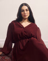 Karina V-Neck Chiffon Dress - Deep Red