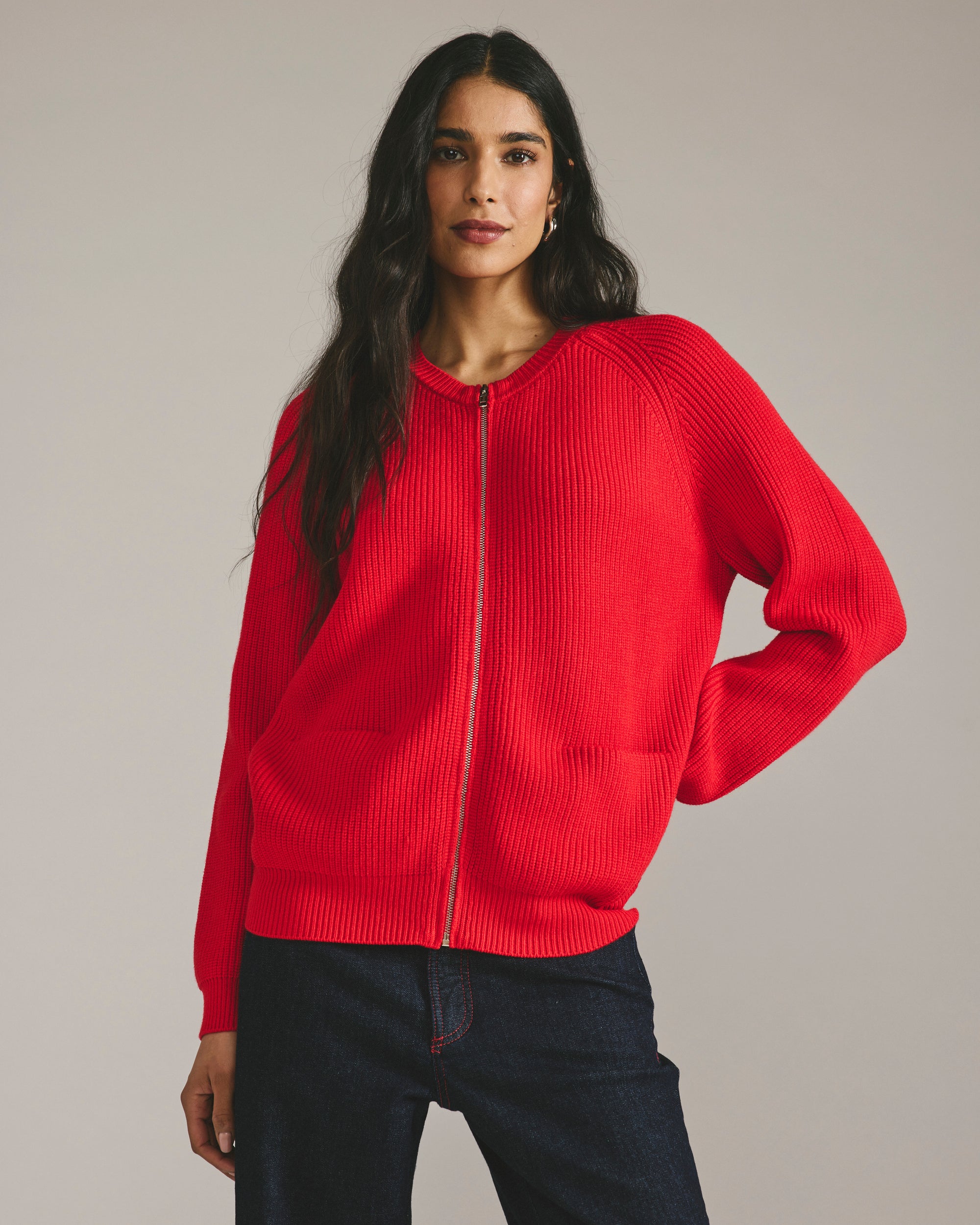 Better-Than-Wool Zip Cardigan - Lipstick