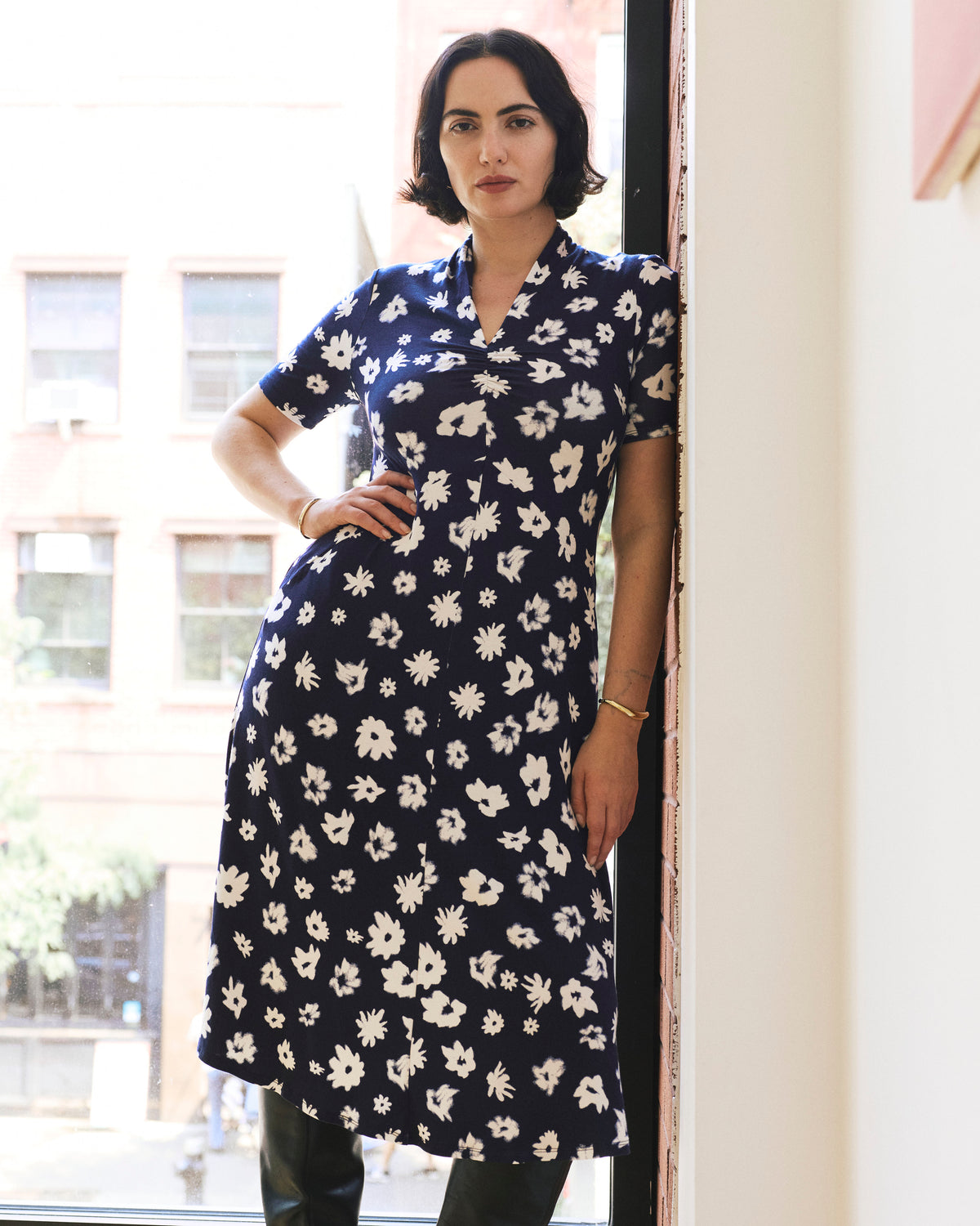 Zadie Liquid Jersey Gathered Dress - Mystic Blossom | Plus Size & Straight Size Women's Fashion | Universal Standard