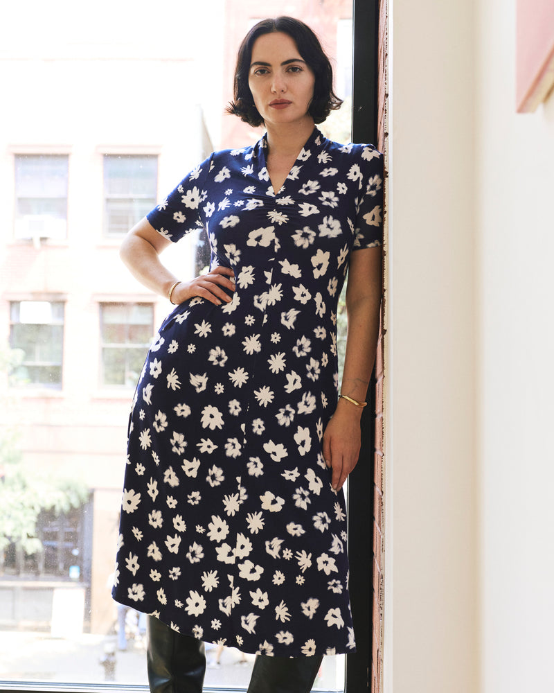 Zadie Liquid Jersey Gathered Dress - Mystic Blossom | Plus Size & Straight Size Women's Fashion | Universal Standard