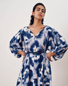 Amparo Linen Blend Dress - Blue Pressed Flower Print | Plus Size & Straight Size Women's Fashion | Universal Standard