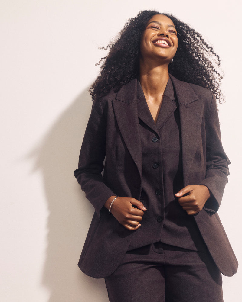 Percy Denim Look Blazer - Espresso | Plus Size & Straight Size Women's Fashion | Universal Standard