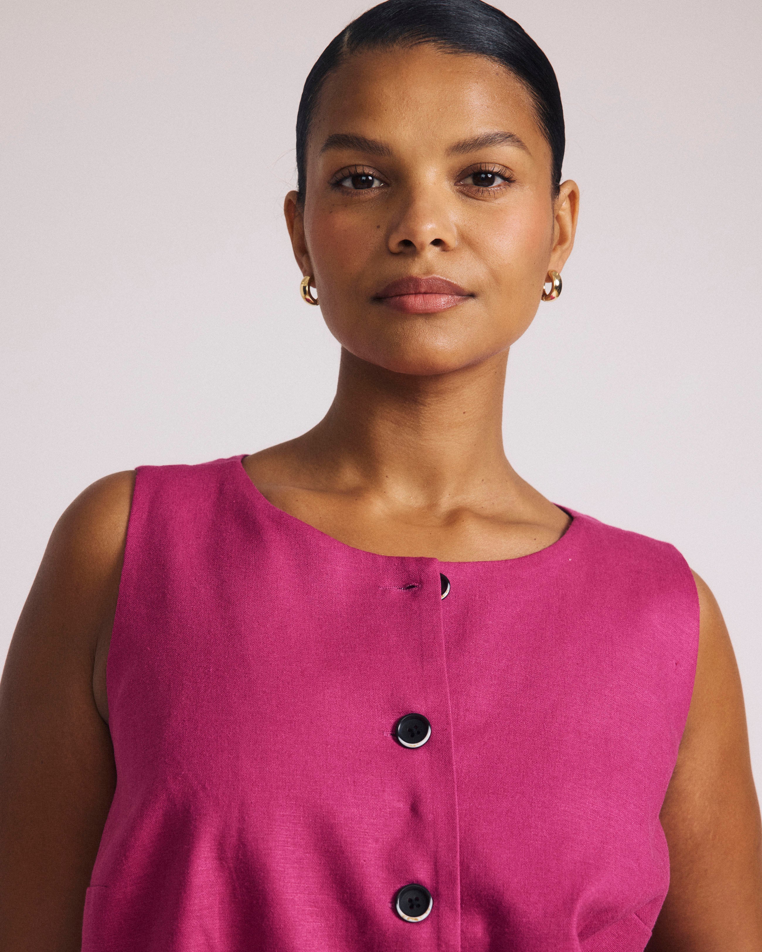 Tamsin Stretch Linen Blend Vest - Hyper Pink – Universal Standard