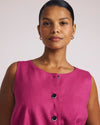 Woman wearing Tamsin Stretch Linen Vest - Hyper Pink from Universal Standard