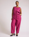 Woman wearing Lou Barrel Leg Linen Pants - Hyper Pink from Universal Standard