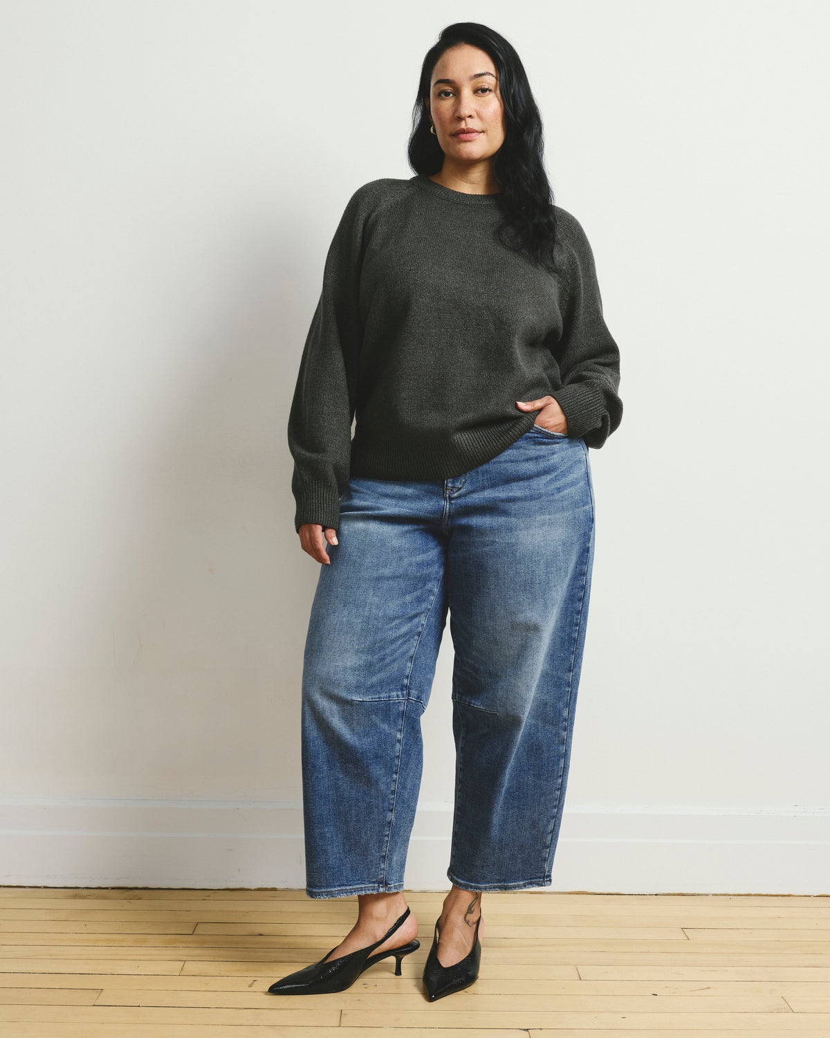 Soft Spun Long Sleeve Sweater - Dark Gray