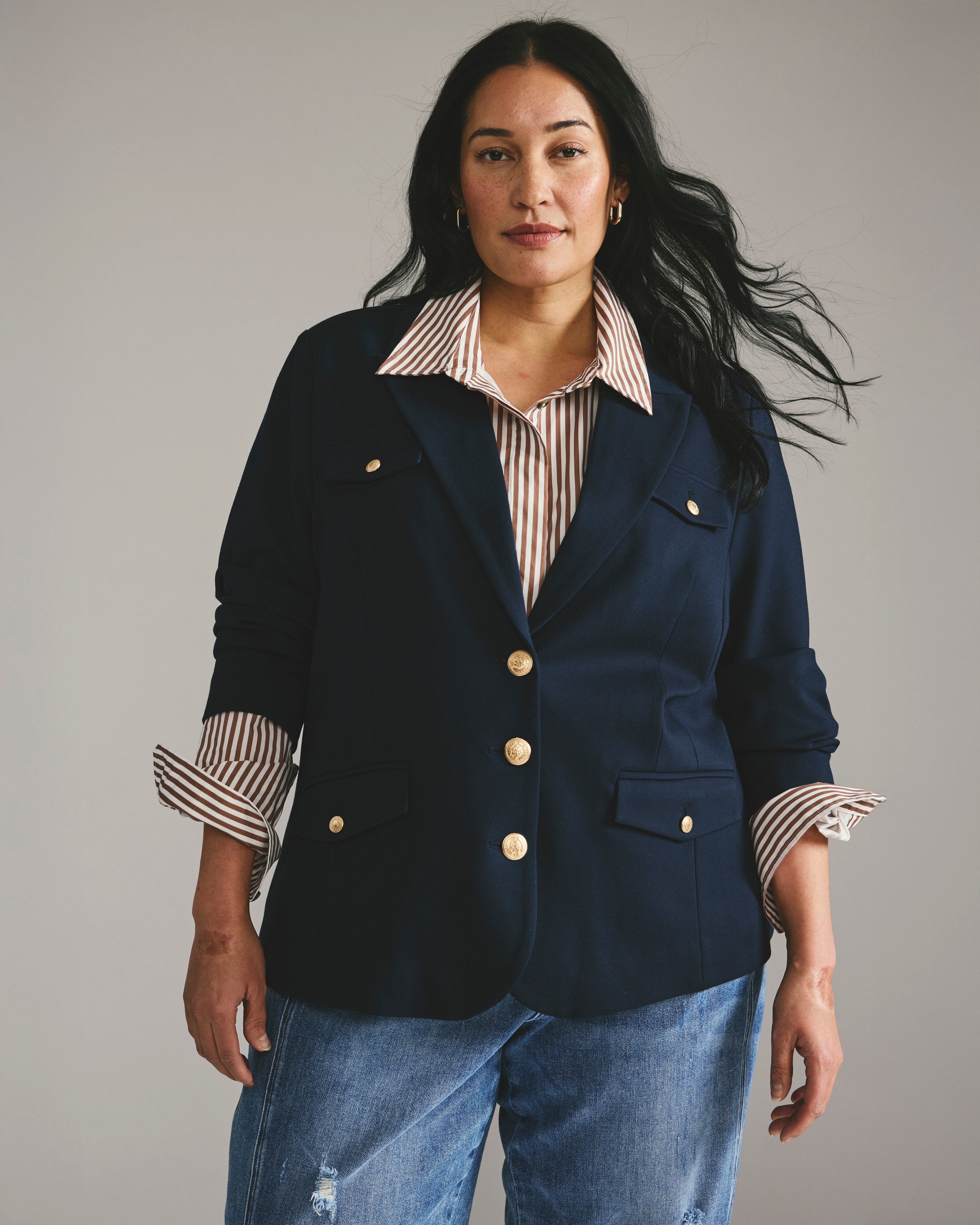 4 Pocket Ponte Blazer - Navy with Gold Buttons – Universal Standard