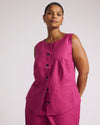 Woman wearing Tamsin Stretch Linen Vest - Hyper Pink from Universal Standard